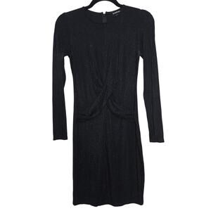 bebe Little Black Dress Womens 4 Bodycon Long Sleeve Twist Front Mini Clubwear